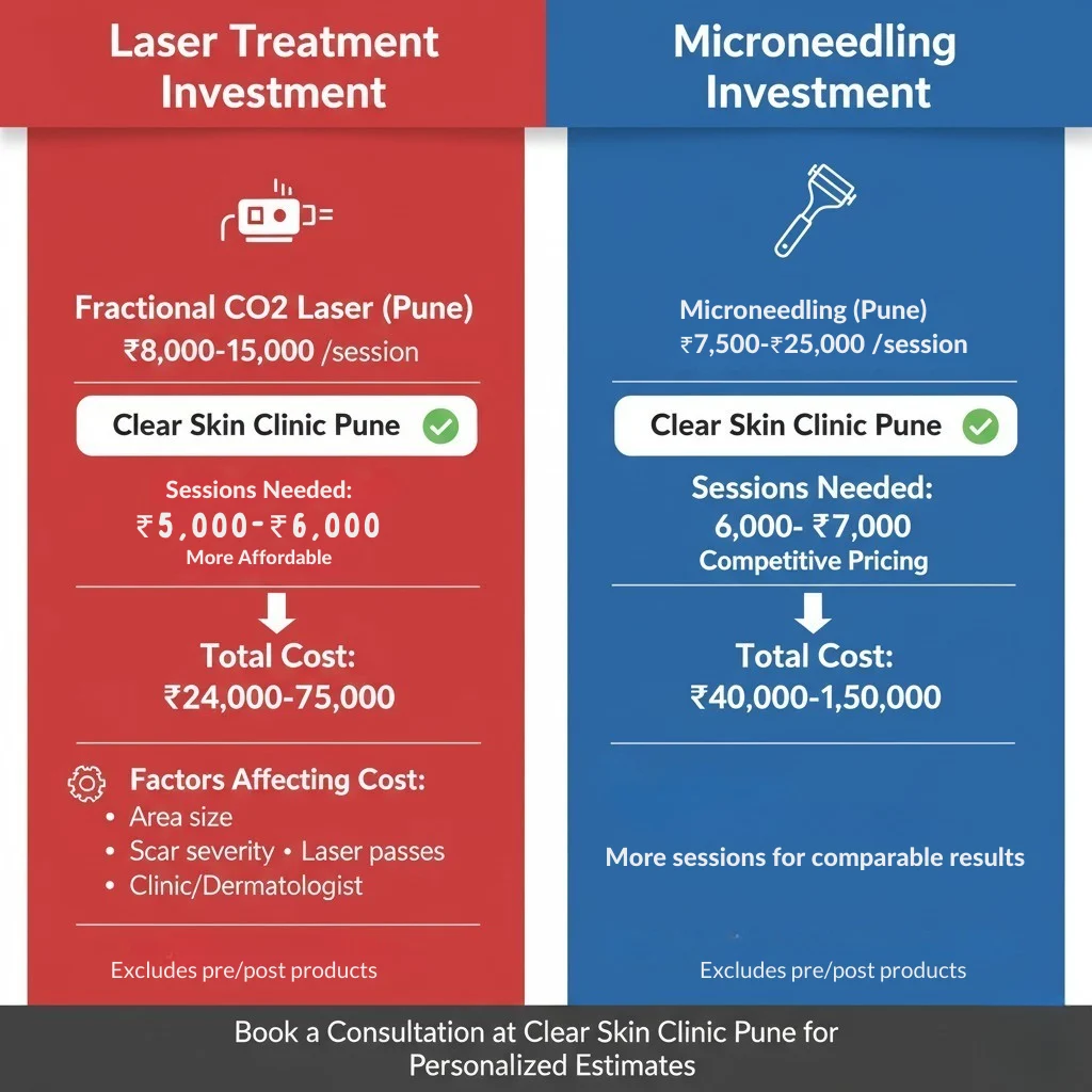 Cost Comparison in Pune Lasers vs microneedling for acne scars