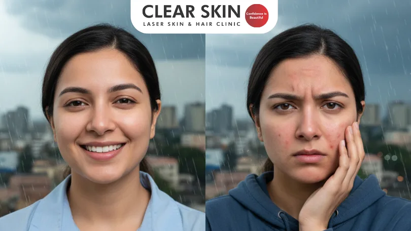 Person showing acne relapse after stopping treatment in Pune - Clear Skin Clinic expert guidance