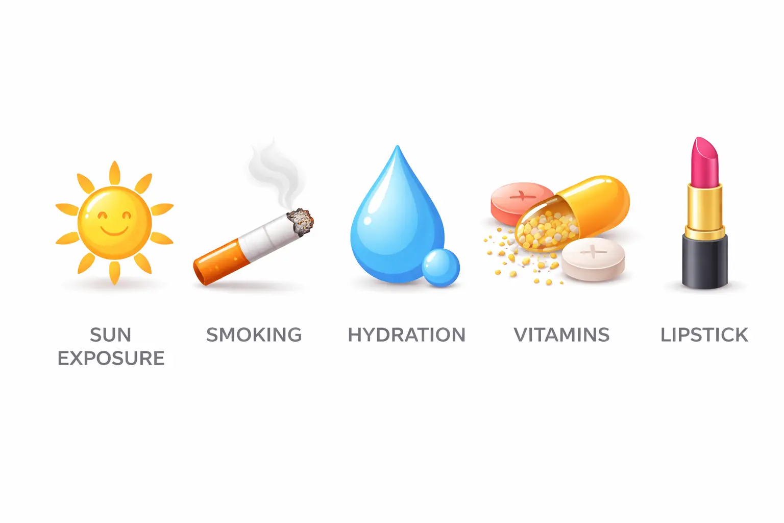 Common causes of dark lips including sun exposure smoking and dehydration