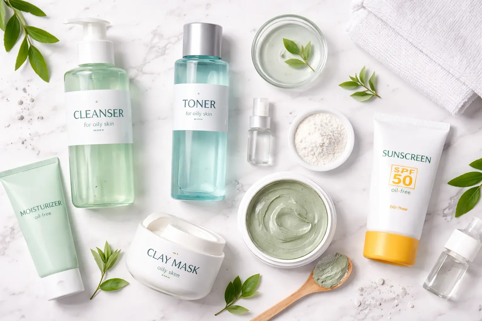 Essential skincare products for oily skin treatment in Pune - cleansers, toners, and moisturizers