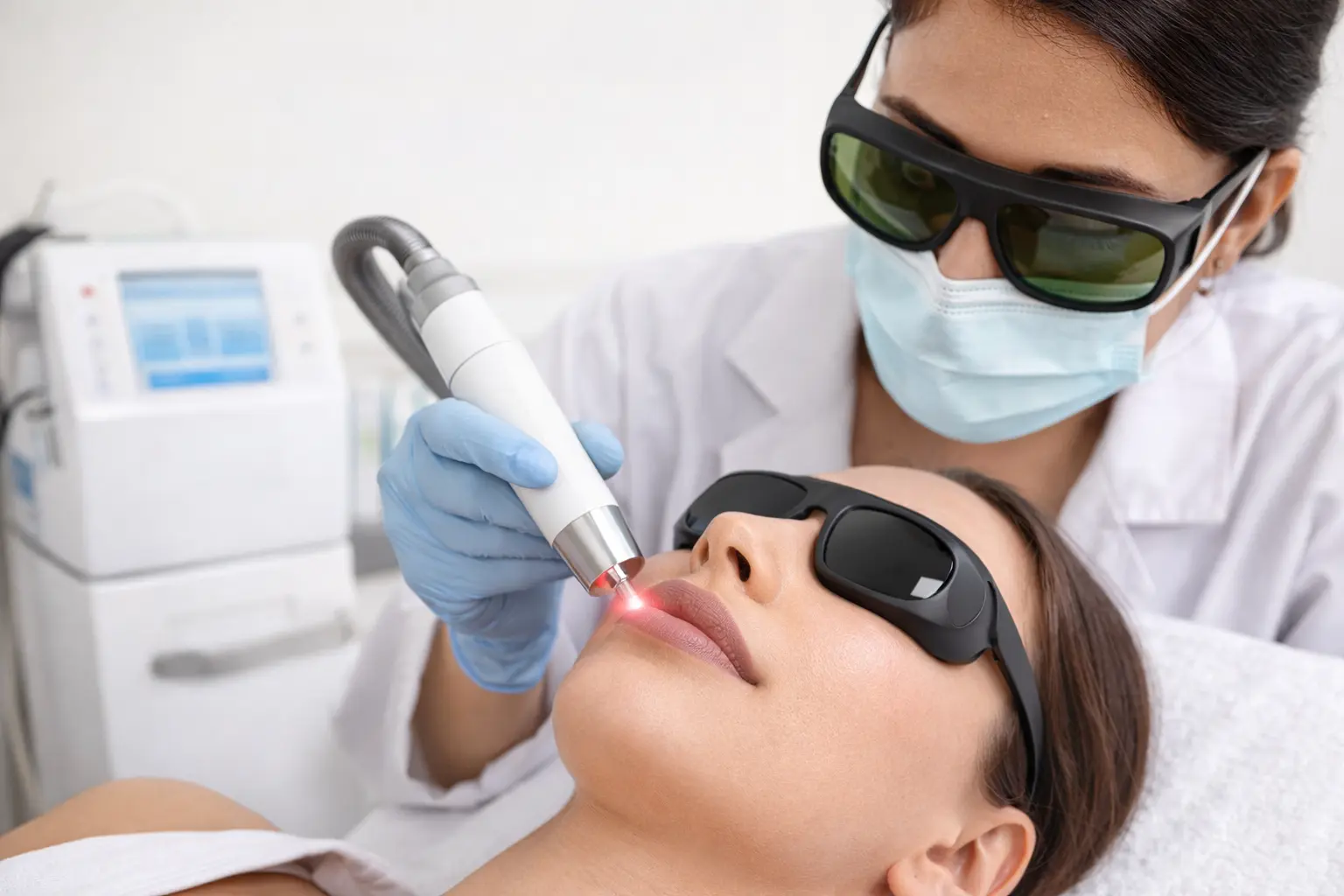 Q-Switch laser lip lightening treatment at Clear Skin Clinic Pune