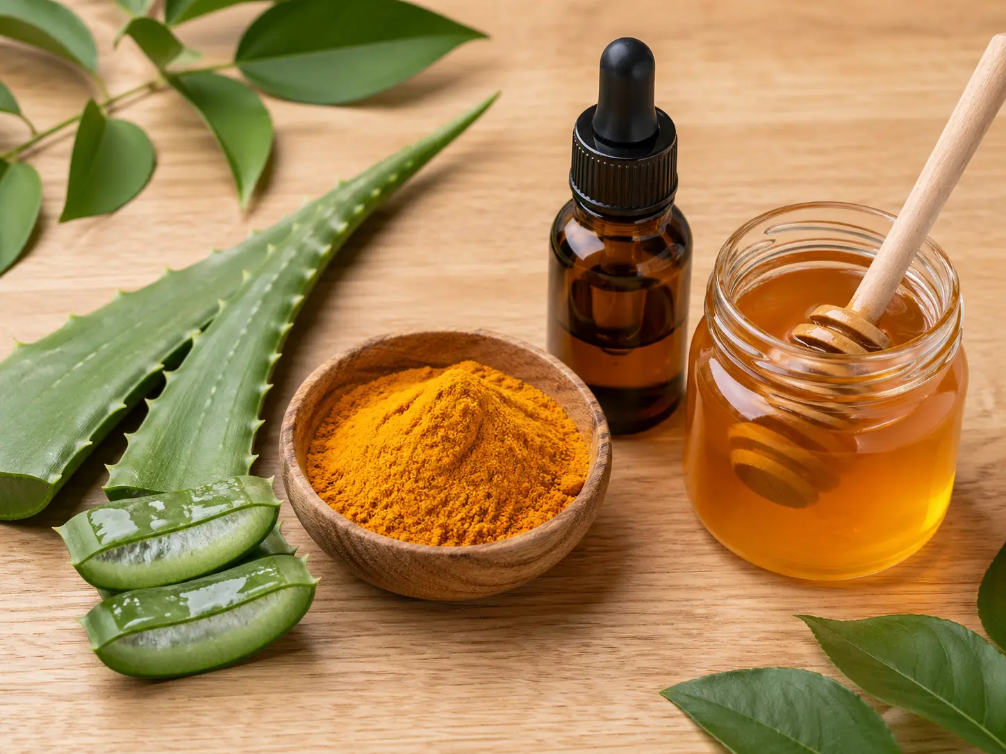 Natural home remedies for acne marks including aloe vera and turmeric for Pune climate