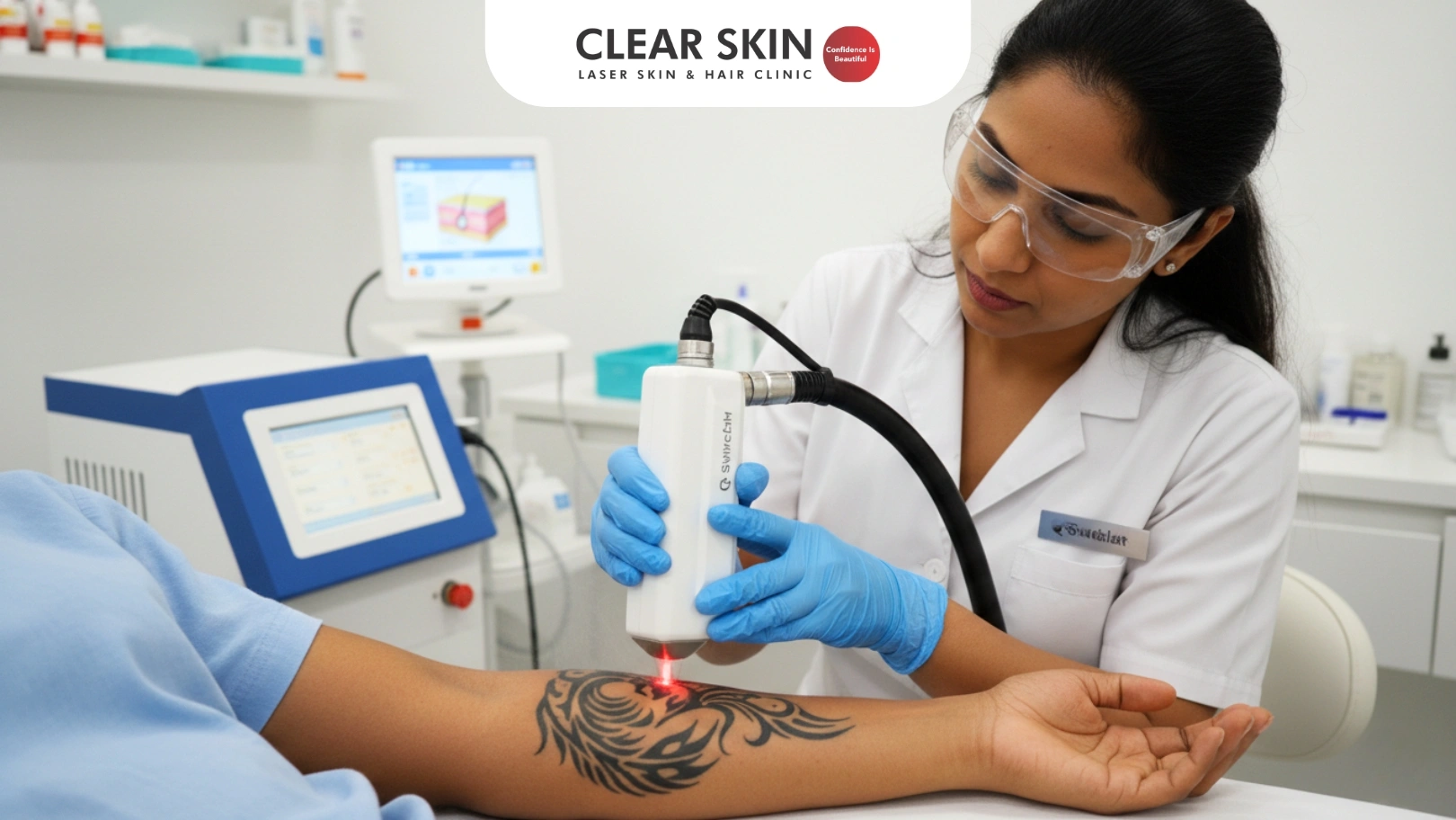 Tattoo removal cost by size in Pune 2026 - Clear Skin Clinic pricing guide.