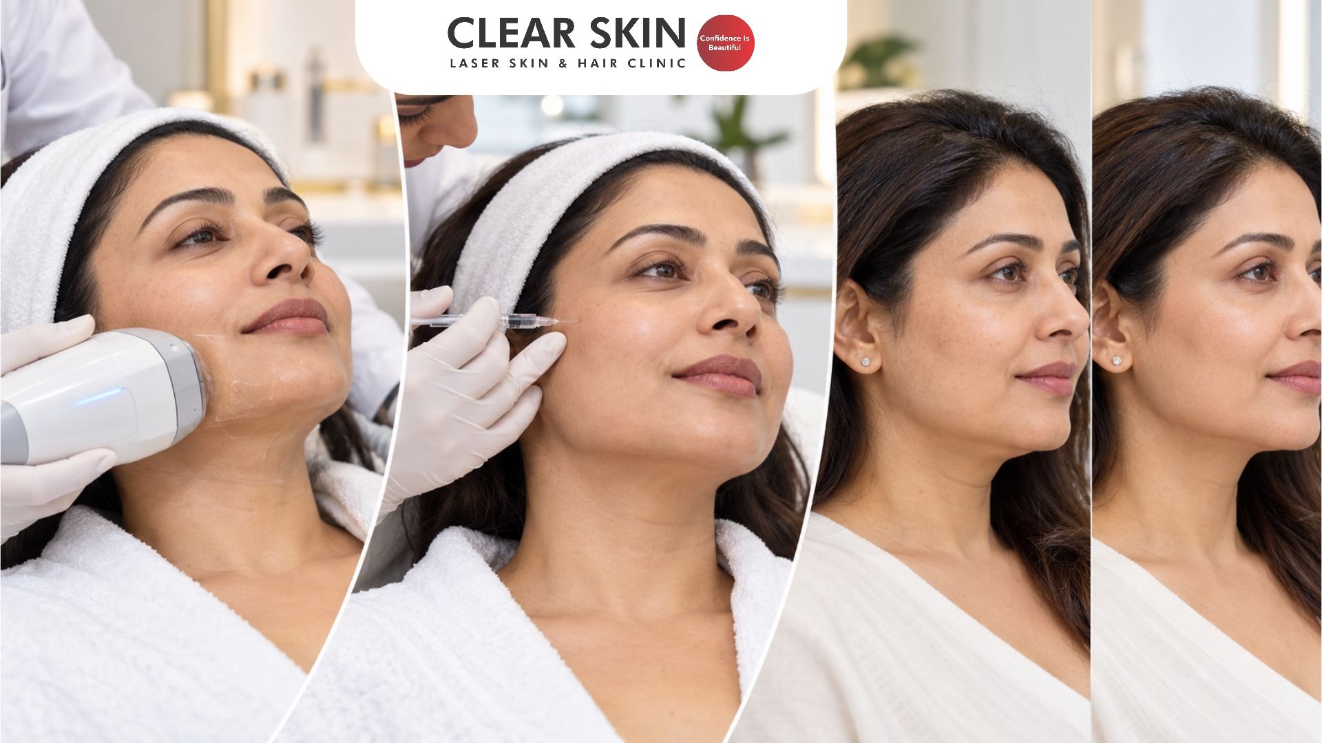 Anti-aging treatment reviews from Pune patients showing HIFU, fillers and Botox results at Clear Skin Clinic