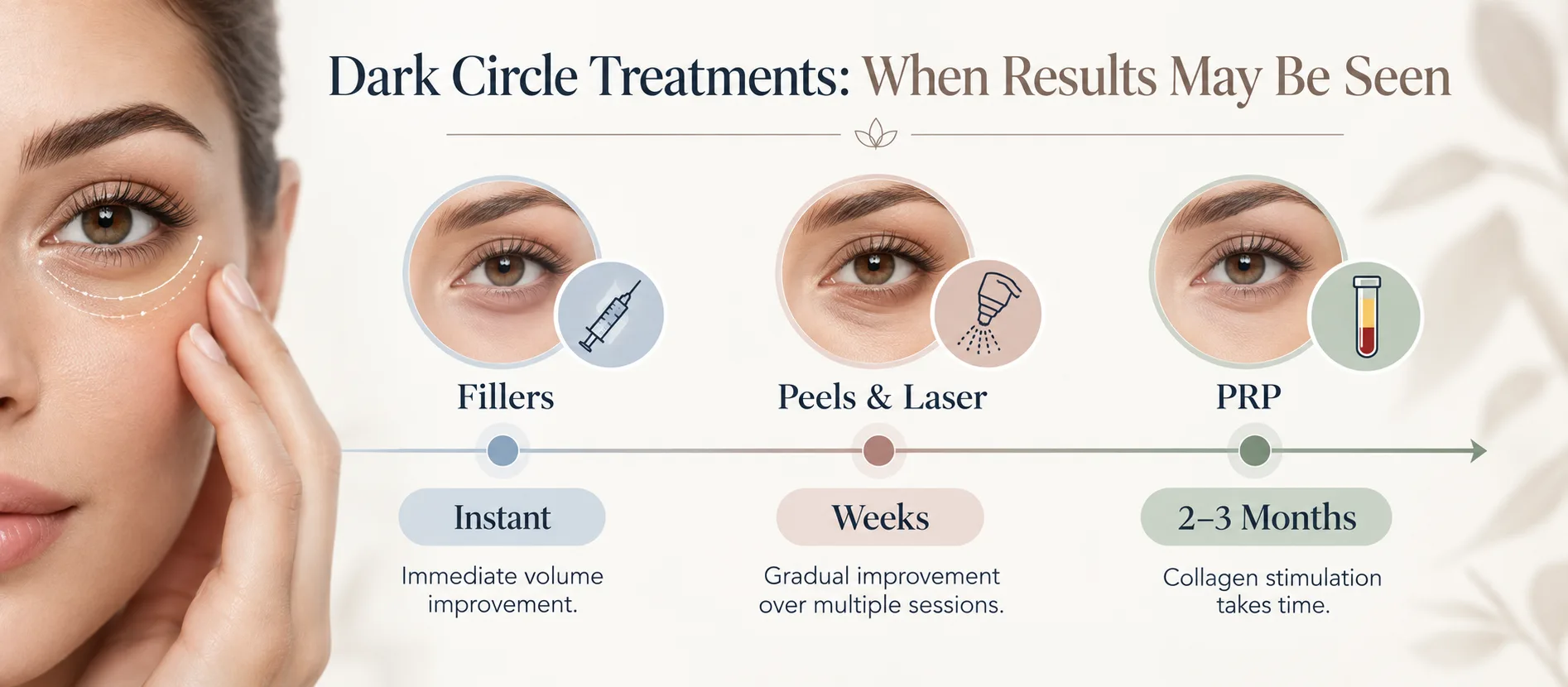 Dark circle treatment results timeline at Clear Skin Clinic Pune - fillers, laser, peels and PRP