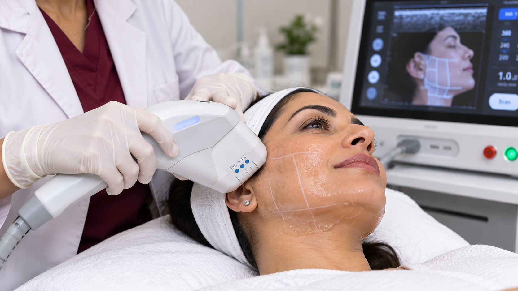 HIFU skin tightening session for anti-aging at Clear Skin Clinic Pune